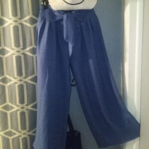 SHEIN Elegant Blue Wide-Leg Pants